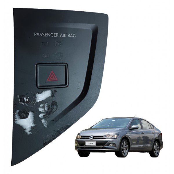 Moldura Botão Pisca Alerta Vw Polo Virtus 2018 A 2020 Fosco