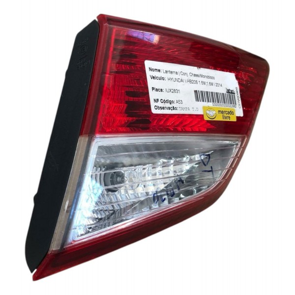 Lanterna Direita Hb20 Sedan 2014 2015 2016 Aplique Tampa Direito/passageiro Vermelho