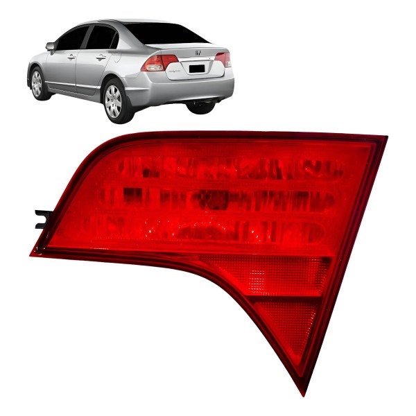 Lanterna Direita Honda Civic 2007 2008 2011 Aplique Tampa Direito/passageiro Vermelho