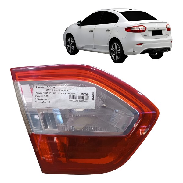 Lanterna Esquerda Fluence 2011 2012 2013 2014 Aplique Tampa Esquerdo/motorista Vermelho