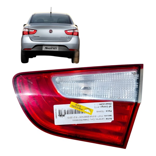 Lanterna Direita Gran Siena 2012 2014 2018 Aplique Tampa Direito/passageiro Vermelho