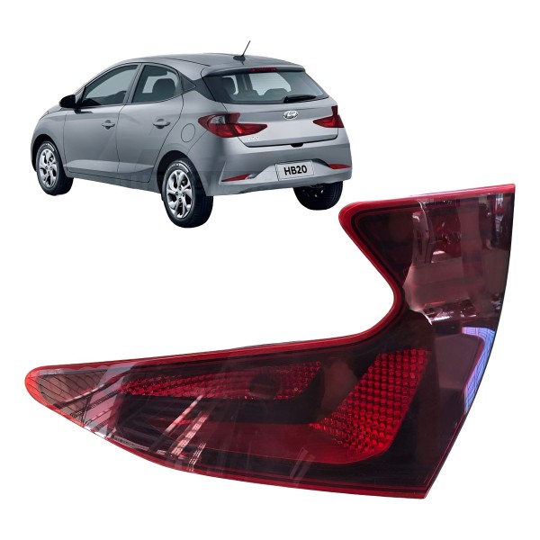 Lanterna Direita Hb20 2020 2021 2022 2023 Aplique Tampa Fumê Direito/passageiro Vermelho