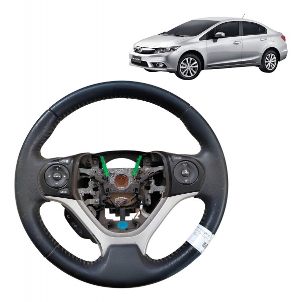 Volante Direção Honda Civic 2012 2013 A 2016 Com Comando Preto