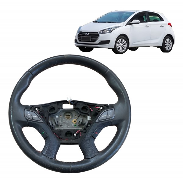 Volante Direção Hyundai Hb20 1.6 2017 2018 2019 Com Comando Preto