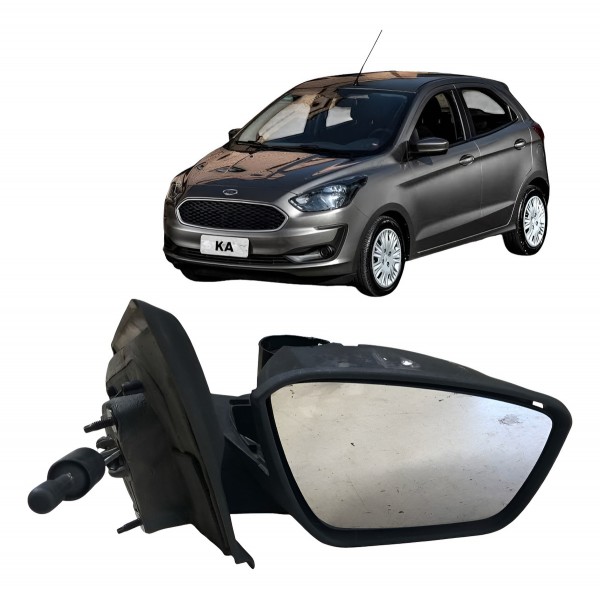 Espelh Retrovisor Manual Direito Ka 1.0 2015 A 2019 Sem Capa