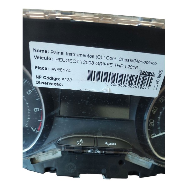 Painel Instrumento Velocímetro Peugeot 2008 Griff 2016 2017 Preto