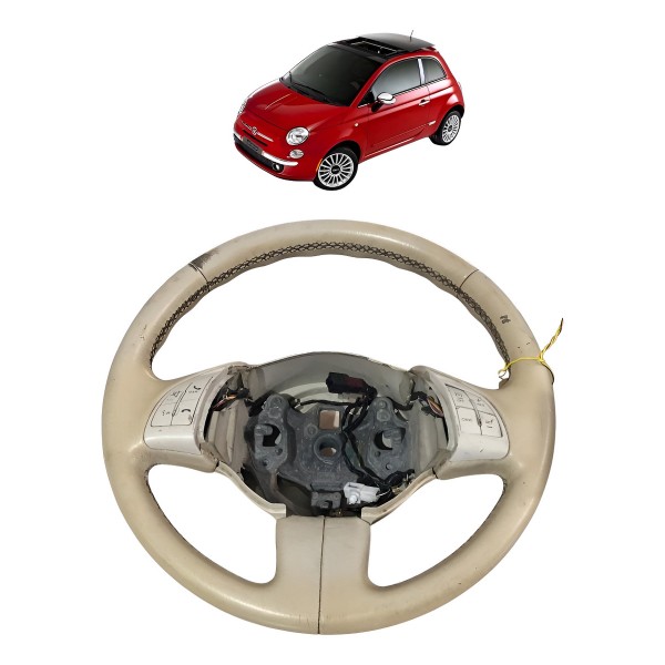 Volante Direção Motorista Fiat 500 2012 2013 Bege Original Branco