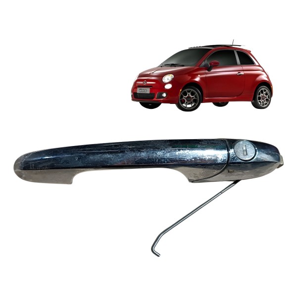 Maçaneta Externa Porta Esquerda Fiat 500 2012 2013 2014 2015 Cromado Dianteira
