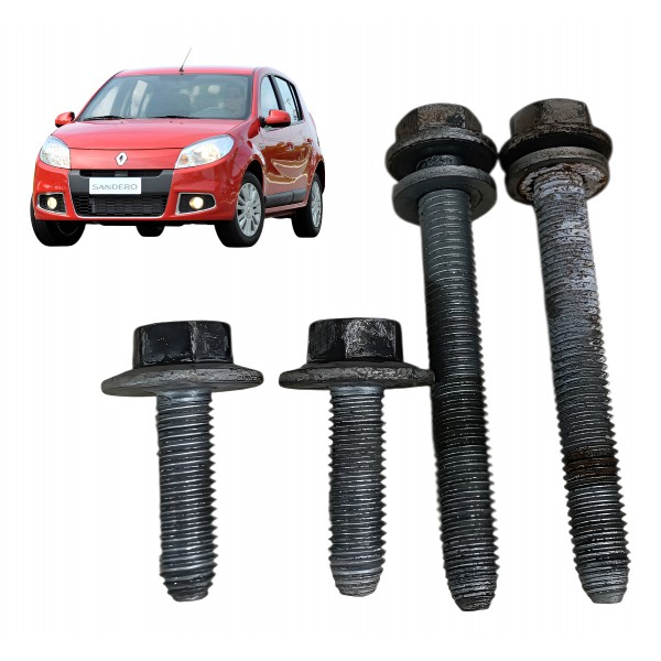 Jogo 4 Parafusos Agregado Dianteira Sandero 1.0 16v 2013 Prateado