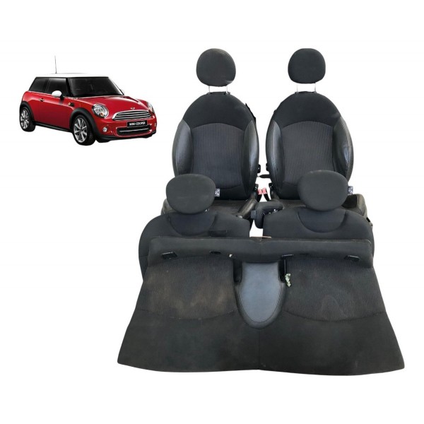 Jogo Banco Couro Completo Mini Cooper Clubman 2011 2012 2013 Preto