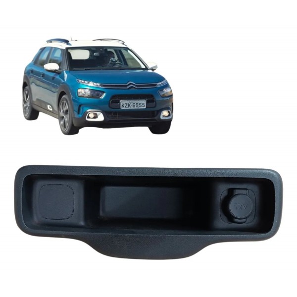 Porta Objetos Tomada 12v Citroën C4 Cactus 2018 A 2021 Preto
