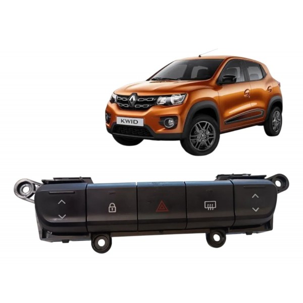 Comando Botão Alerta Trava Vidro Renault Kwid 2019 2020 2022 Preto