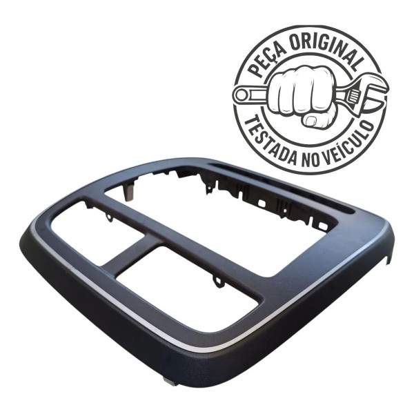 Moldura Painel Central Difusor Renault Kwid 2018 A 2022 Preto Com Acabamento Cromado