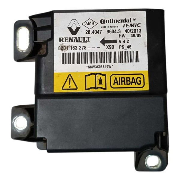 Kit Air Bag Renault Sandero 2010 2011 2012 2013 2014 Preto Preto