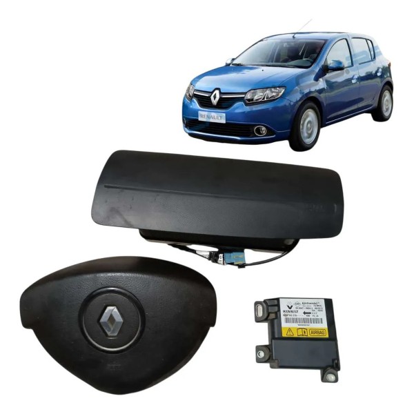 Kit Air Bag Renault Sandero 2010 2011 2012 2013 2014 Preto Preto