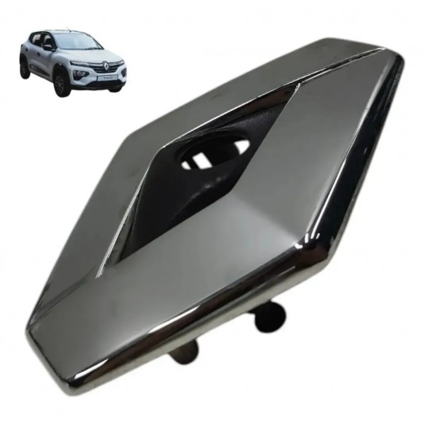 Emblema Porta Malas Com Furo Camera Ré Renault Kwid 2023 Prateado