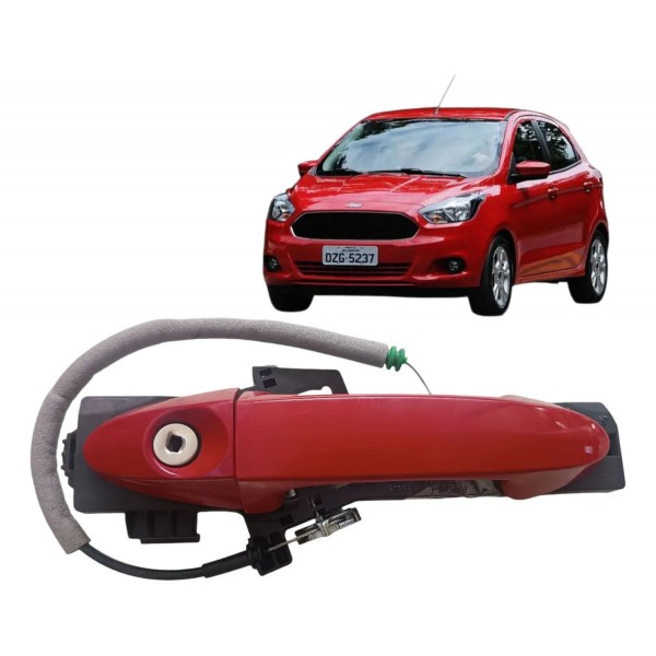 Maçaneta Porta Dianteira Esquerda Ford Ka 2018 2019 Vermelha Vermelho Dianteira
