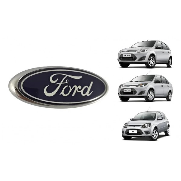 Emblema Grade Dianteira Ford Fiesta Hatch Sedan 2010 A 2014 Prateado