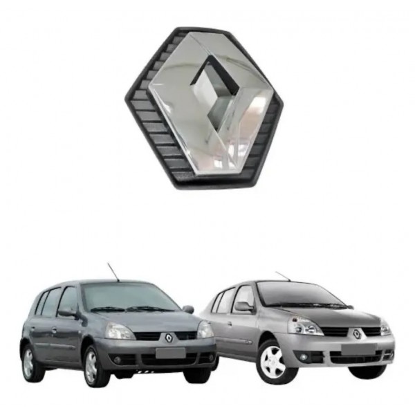 Emblema Clio 2003 04 05 06 07 08 09 10 11 2012 C/ Base Prateado