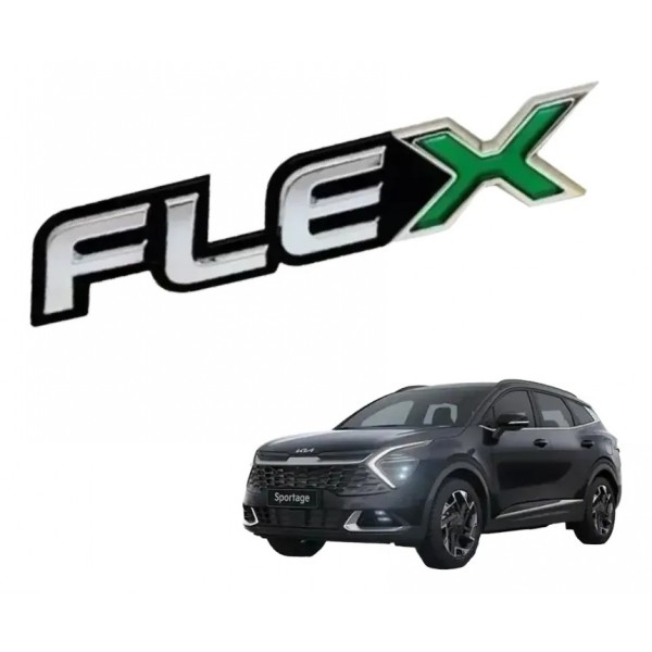 Emblema Flex Traseiro Mala Sportage Picanto Cerato Até 2017 Preto E Cromado