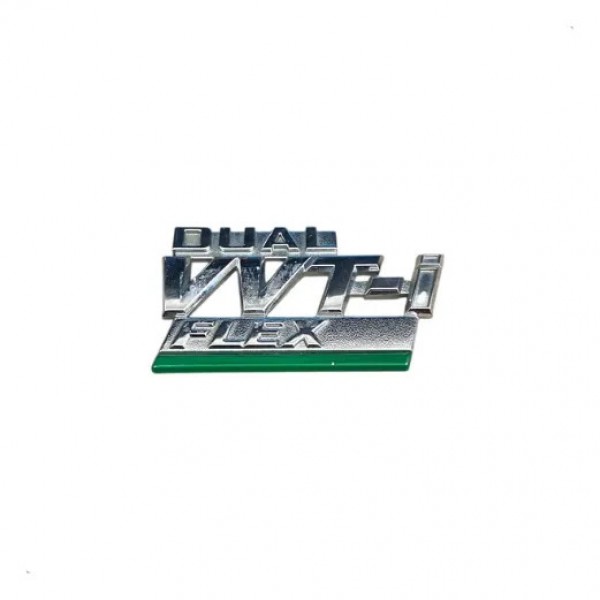 Emblema Dual Vvt-i Flex C/ Linha Verde (paralama Corolla) Cromado Linha Verde