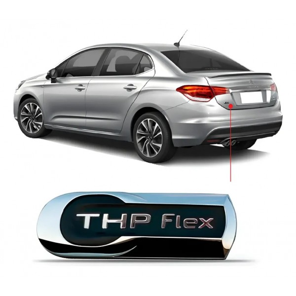 Emblema Thp Linha Citroen C4 Cactus 2014 2015 2016 2017 2018 Preto E Cromado