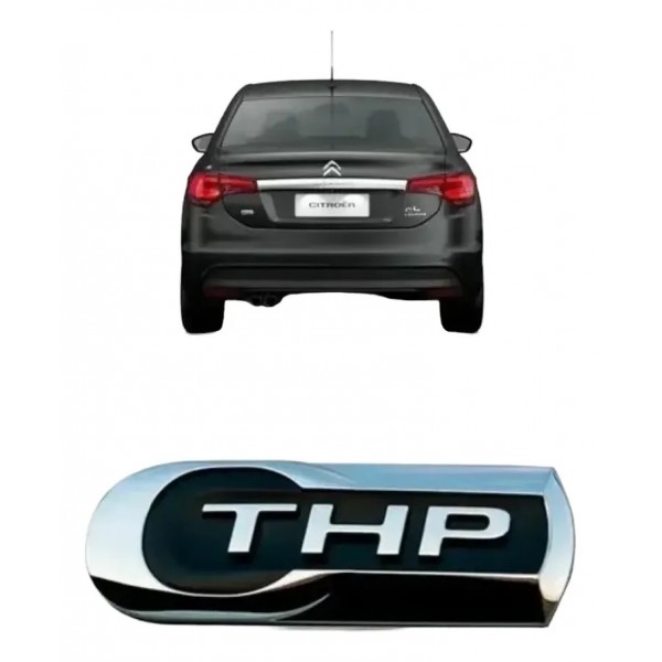 Emblema Thp Para Citroen C4 Cactus 2014 2015 2016 2017 2018 Preto E Cromado