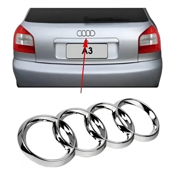 Emblema Tampa Traseira Logo Argolas Audi A3 S3 A4 Rs4 S4 Cromado