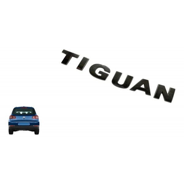 Emblema Tiguan Volkswagen Letreiro Preto Tampa Traseira Mala Prateado