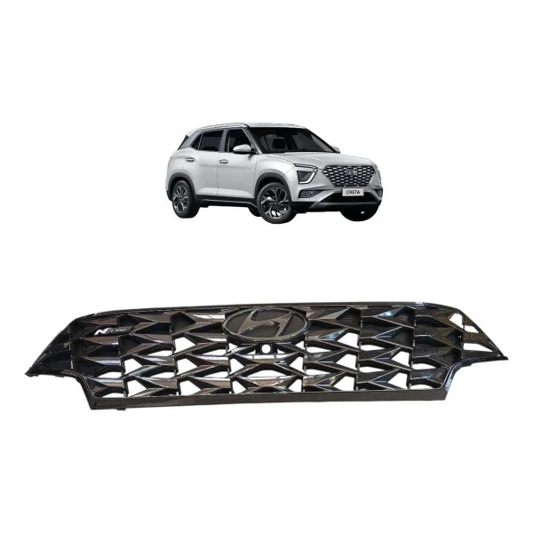 Grade Frontal Superior Dianteira Creta N Line 2022 2023 2024 Preto Brilhante