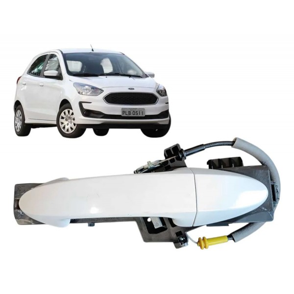 Macaneta Externa Traseira Esquerda Ford Ka 2018 2019 2021 Branco Traseira