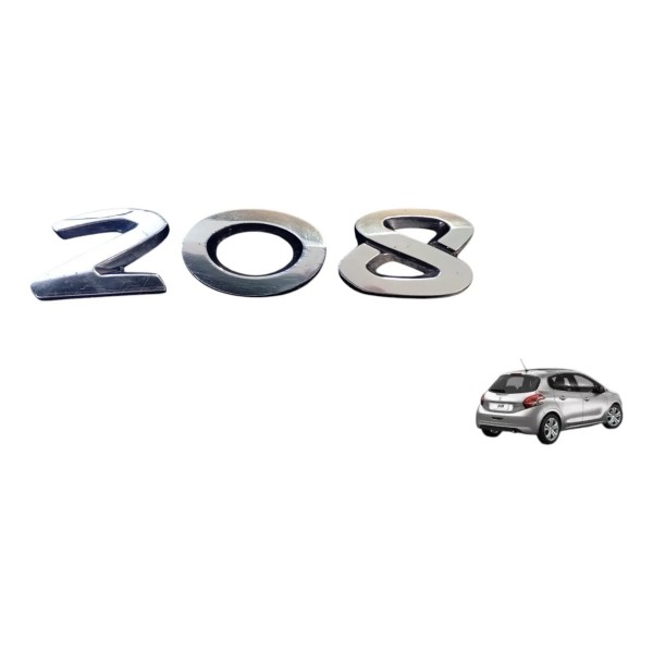 Emblema Letreiro Traseiro Peugeot 208 2013/2019 Cromado Cromado