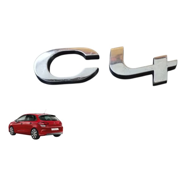 Aplique Letreiro Emblema C4 Citroen 2013 14 15 16 17 2018 Cromado