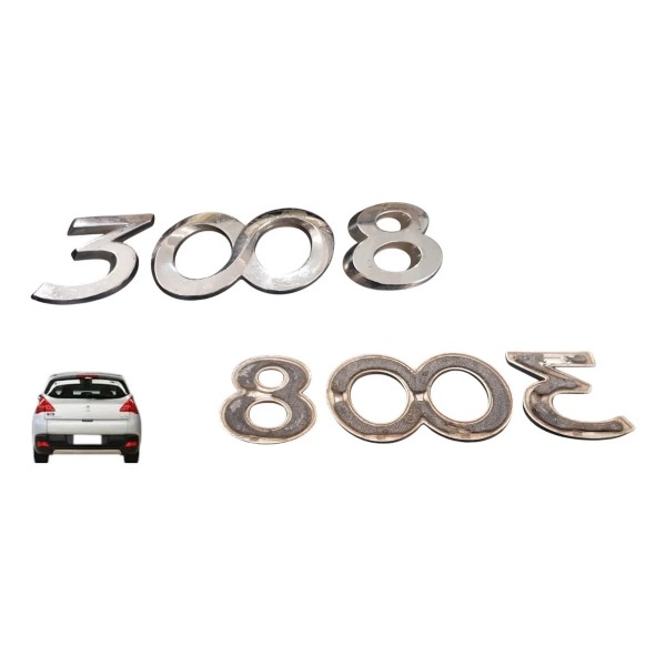 Emblema Letreiro Tampa Traseira Peugeot 3008 2013 Cromado