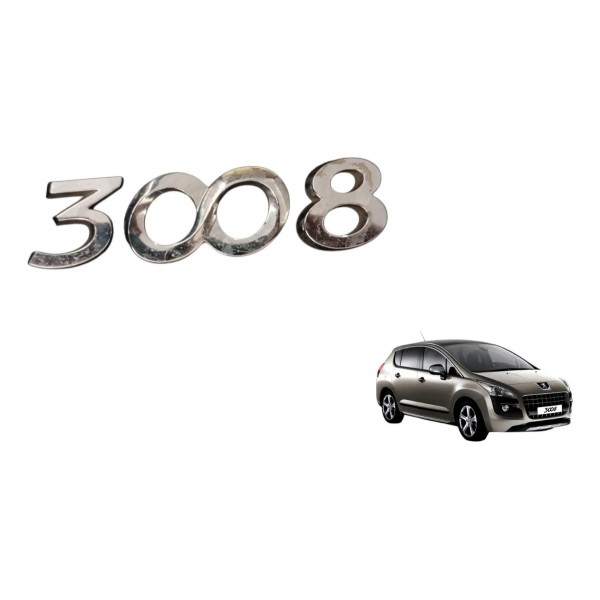 Emblema Letreiro Tampa Traseira Peugeot 3008 2013 Cromado