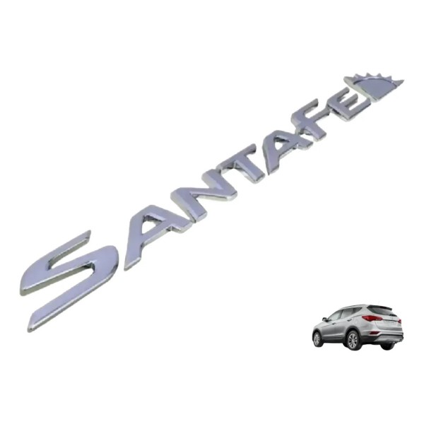 Emblema Traseiro Hyundai Santa Fé Prateado