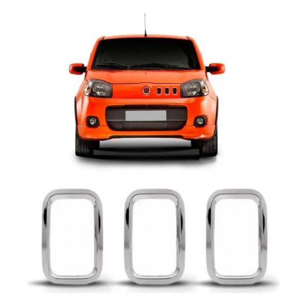 Moldura Grade Frontal Uno Way Xinghu 2011 A 2014 Cinza Cromado