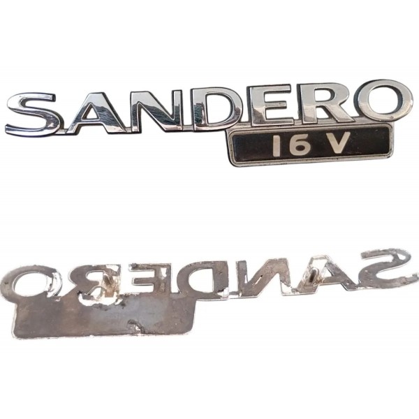 Emblema Sandero 16v Letreiro Cromado Linha Renault 2009/2012 Cromado