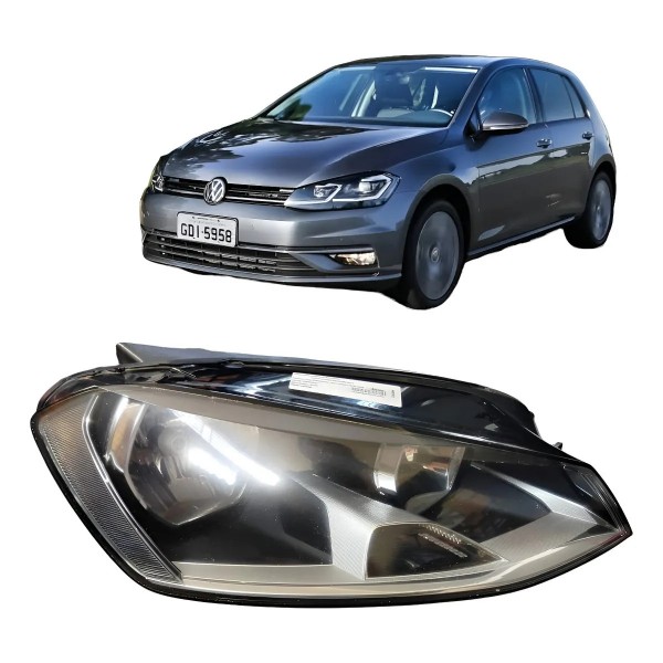Farol Direito Vw Golf Highline C/mascara Ngra 2015 2016 2017 Direito/passageiro
