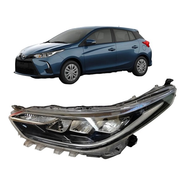 Farol Esquerd Yaris Com Led Xenon Mascara Negra 2023 Detalhe Esquerdo/motorista